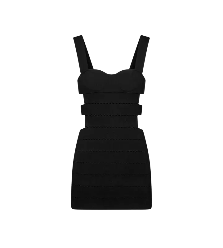 INTARSIA KNIT MINI DRESS BLACK online